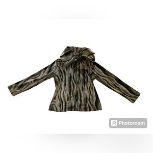 Vintage Joseph Ribkoff Faux Fur Chinchilla jacket zip high collar Size 6 (small)